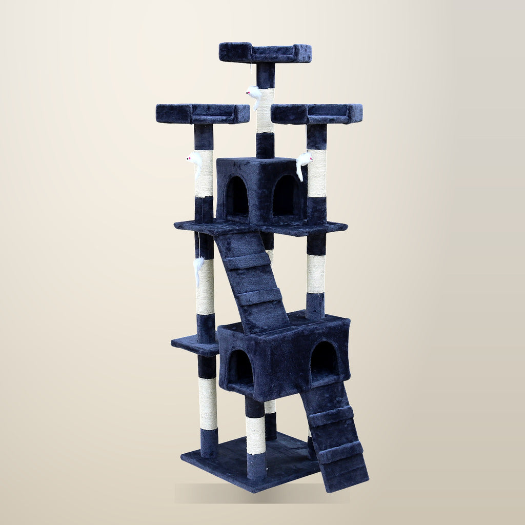 YES4PETS 170 cm Cat Scratching Post Tree, Grey, on a plain cream background