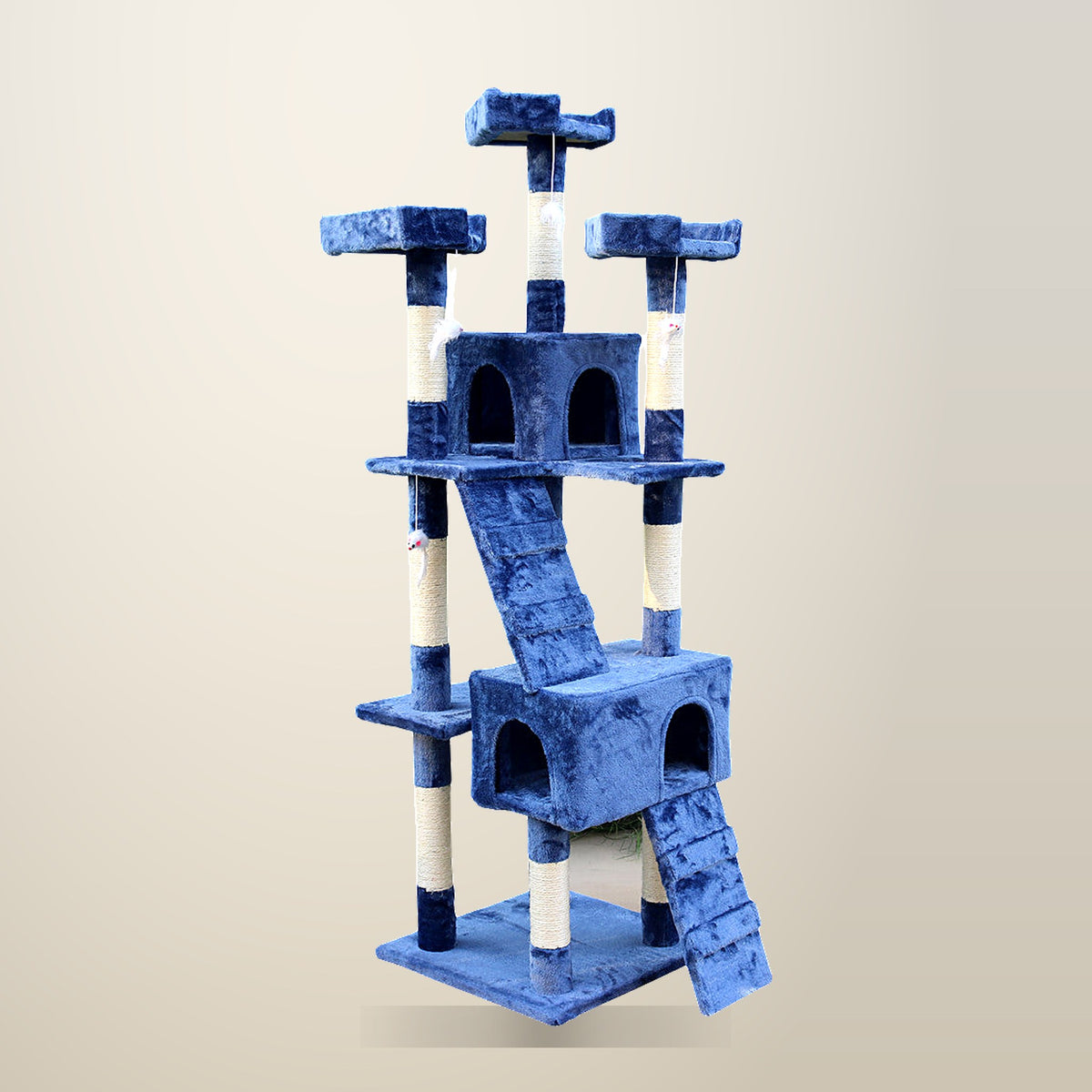 YES4PETS 170 cm Cat Scratching Tree Tower, Blue, on a plain cream background