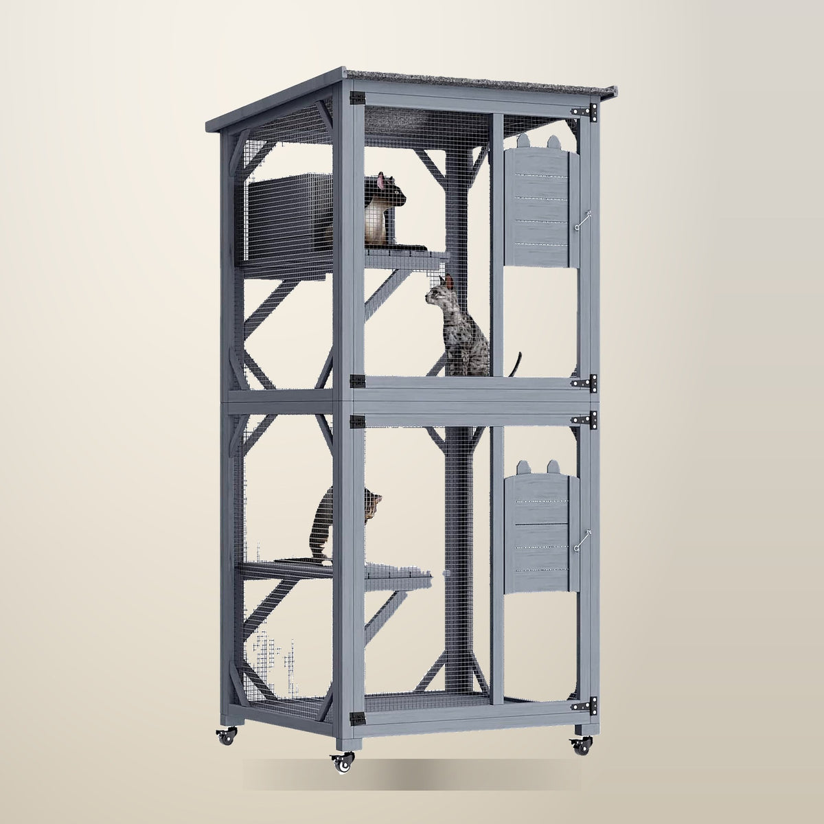 YES4PETS 173 cm Pet Cat Shelter Condo, 4 Levels, on a plain cream background