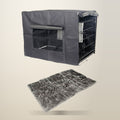 YES4PETS 24 Inch Foldable Pet Crate with Canvas Cover, on a plain cream background