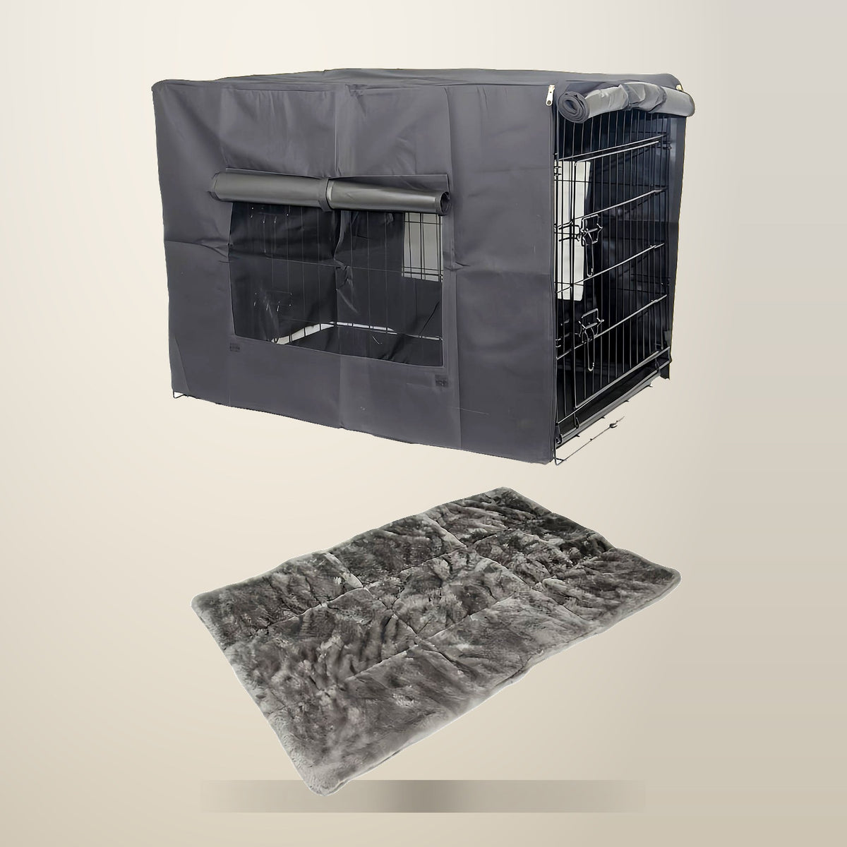 YES4PETS 30 Inch Foldable Pet Crate with Canvas Cover, on a plain cream background