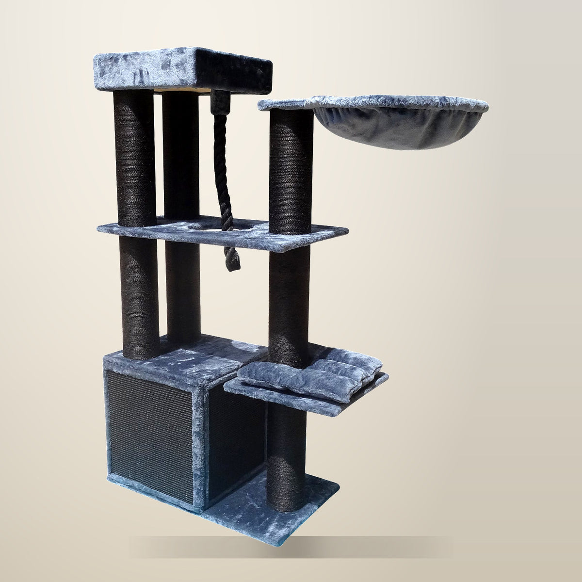 YES4PETS 160 cm XL Cat Scratching Post Tree, Grey and Black, on a plain cream background