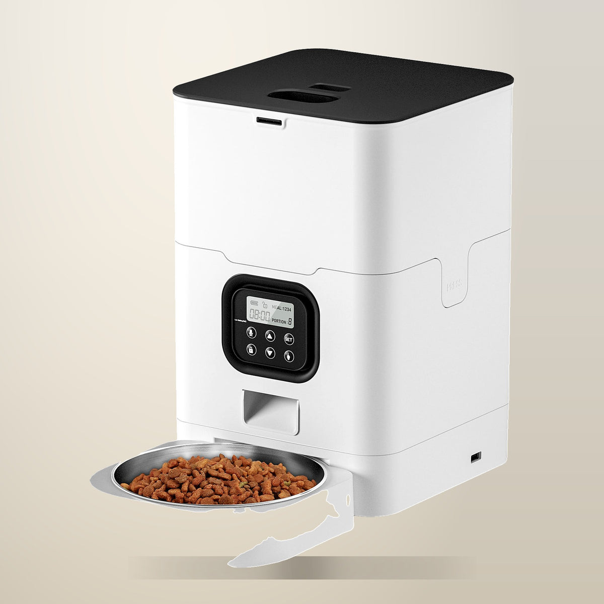 YES4PETS 6 L Automatic Digital Pet Feeder, White, on a plain cream background