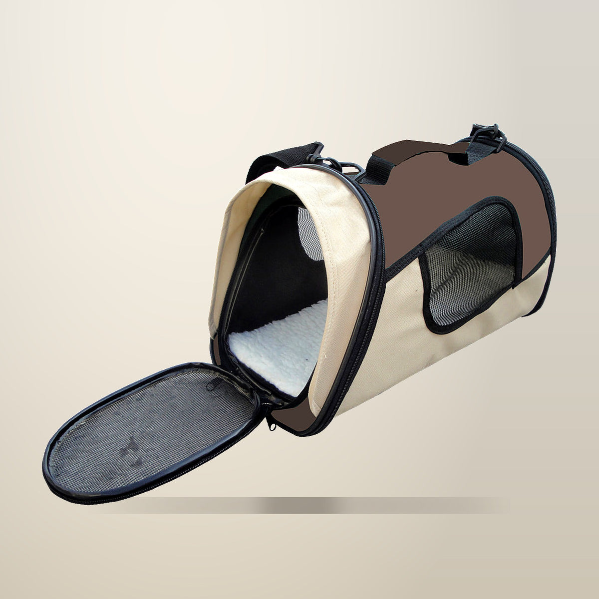 YES4PETS Small Pet Travel Carrier, Brown, on a plain cream background
